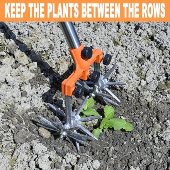 BARAYSTUS Rotary Cultivator Garden Hand Tiller Adjustable Stainless Steel Poles - Picture 4 of 6